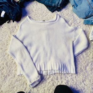 white zipper back sweater